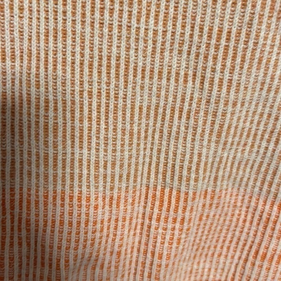 Soft Surroundings Porto White & Orange Ombré Cowl Neck Rib Sweater Puffed Sleeve - Picture 7 of 14